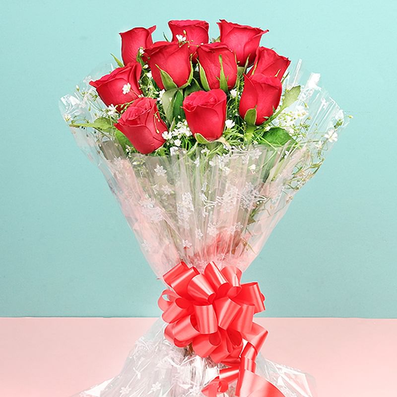 Ten Red Roses Bunch