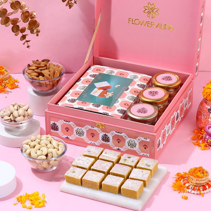 Festive Sweet Boxes with Dry Fruits For Bhai Dooj