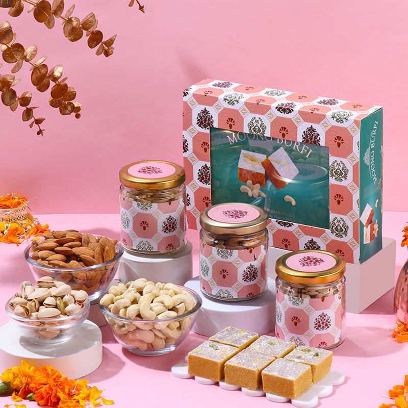 Festive Sweet Boxes with Dry Fruits For Brother