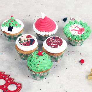 Set of 6 Christmas Cupcakes