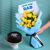 Yellow Rose Bouquet & Chocolate Cake Combo