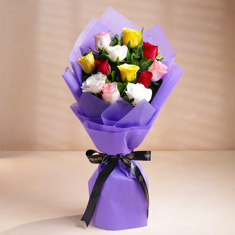 Buy Mixed Roses Flower Bouquet Online