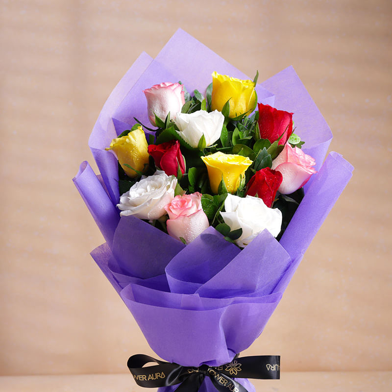 Buy Mixed Roses Flower Bouquet Online
