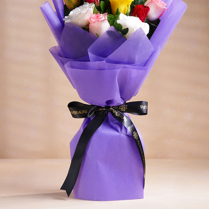 Buy Mixed Roses Flower Bouquet Online
