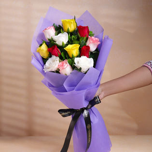 Buy Mixed Roses Flower Bouquet Online