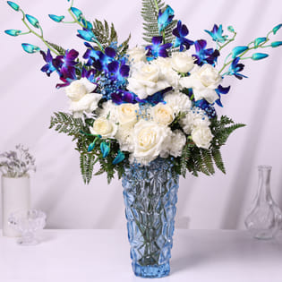Serene White & Blue Floral Arrangement