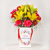 Bunch of Lilies and Carnations for Anniversary Mix Flowers Online