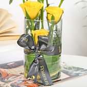 10 Yellow Rose In Vase