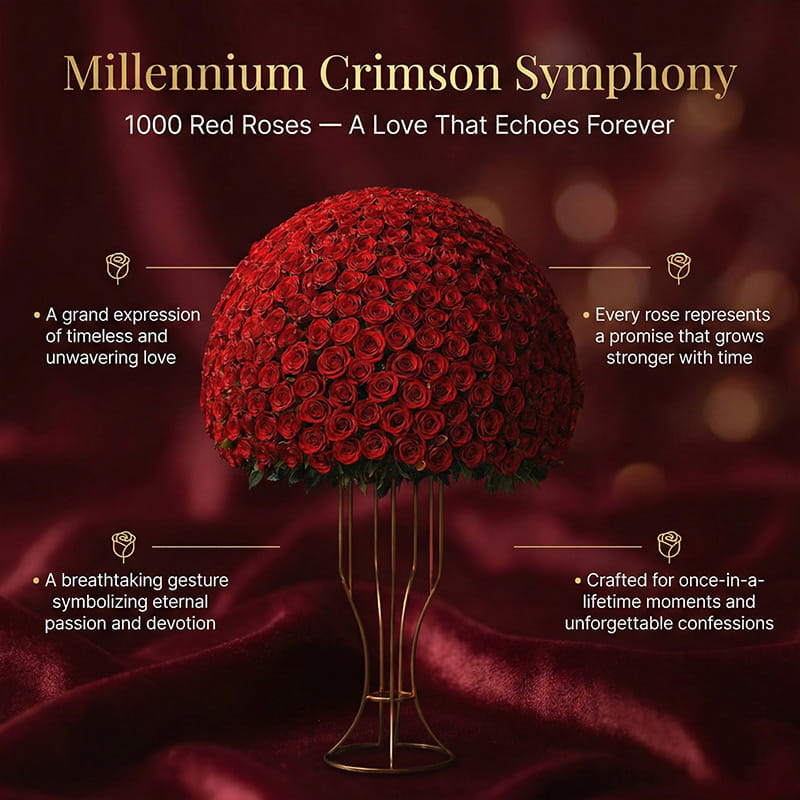 1000 red roses bunch