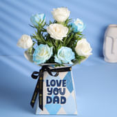 White And Blue Roses With Love You Dad Box