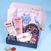 Premium Raksha Bandhan Hamper with Designer Peacock Rakhi n Dry Fruits