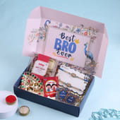 Premium Rakhi Hamper with Bhaiya Bhabhi Rakhi Dryfruit Laddoo n Thali Set