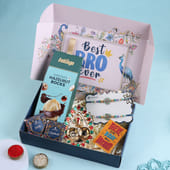 Rakhi Hamper with 2 Rakhis Hazelnut Rocks Thali n Card