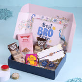 Rakhi Box with Mandala Rakhi BBQ Almonds Max Bars Roli n Card