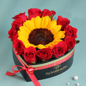 Sunshine Kiss Sunflower & Roses Box - MKTPLC