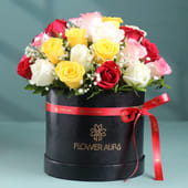Rainbow Charm 30 Mixed Roses Box - MKTPLC