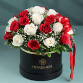 Twin Love Red & White Rose Round Box - MKTPLC