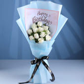 Birthday White Rose Purity Wrap - MKTPLC