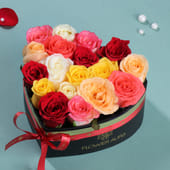 Color Bloom Mixed Rose Heart Box - MKTPLC