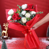 Graceful Red N White Rose Wrap MKTPLC