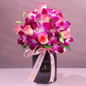 Pink Rose N Purple Orchid Royal Vase MKTPLC