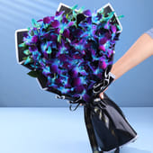 Black Wrap Blue Orchid Luxe Bouquet MKTPLC