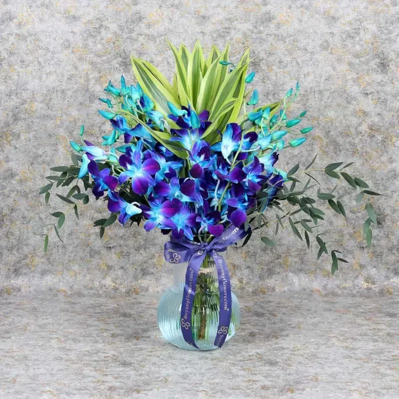 Exotic Blue Orchid Vase
