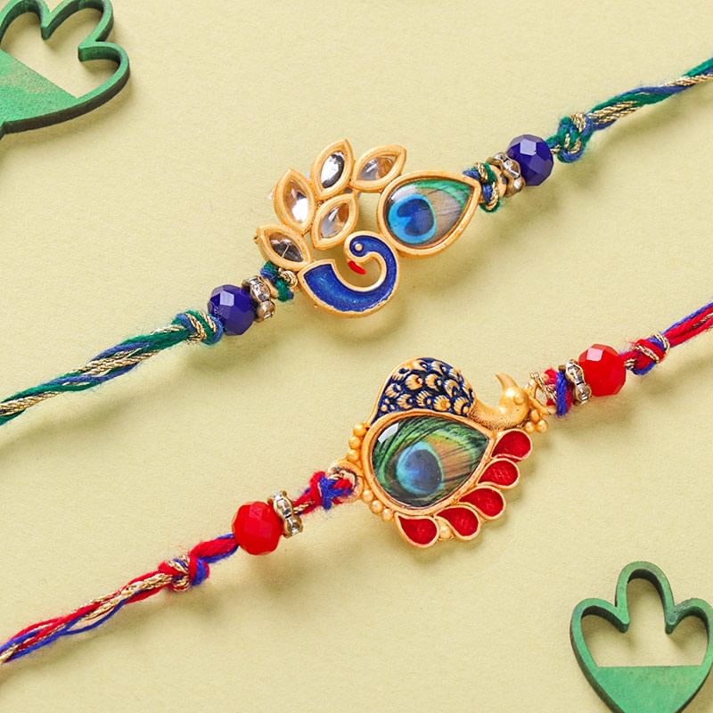 Buy Set of two Graceful Peacock Rakhis