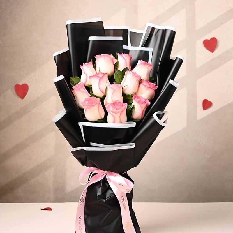 Blushing Valentine Pink Rose Bouquet