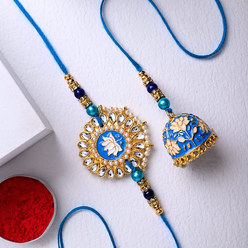 Meenakari Work Rakhi Set for Bhaiya Bhabhi