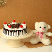 Cuteness On Top - 6 Inch Teddy with 500gm Black Forest Cake