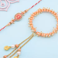 TIED RIBBONS Set Regalo Rakhi Per Fratello E Bhabhi Con Biglietto Auguri, Roli, Chawal E Lumba Rakhi