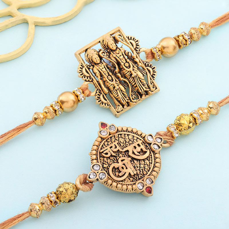 Two Antique Finish Divine Rakhis