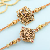 Two Antique Finish Divine Rakhis