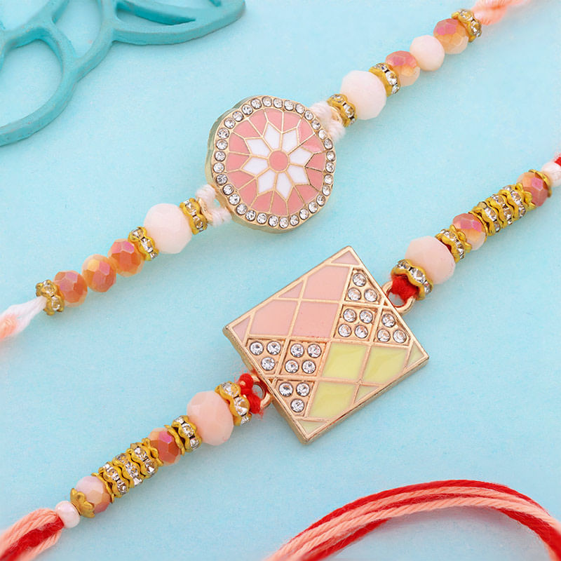 Elegant Stone Studded Rakhi Duo