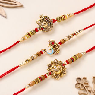 Three Designer Premium Om Rakhis