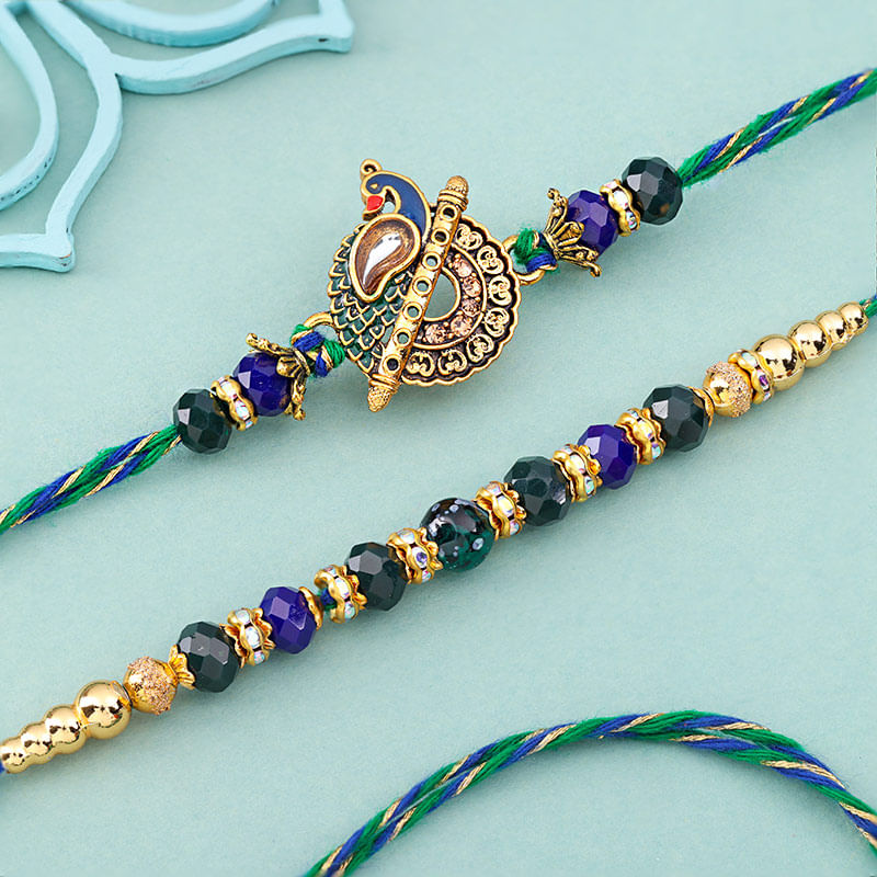 Eternal Bond Peacock Rakhi Duo