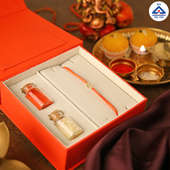 18k Gold Khanda Rakhi Box - Gold Designer Rakhi Online
