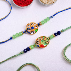 Green Peacock Design Rakhis-New zealand