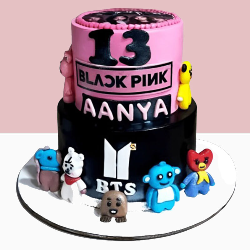 K Pop Extravaganza Two Tier Fondant Cake