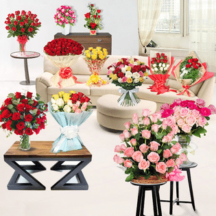 Hamper Coming with Red Yellow and Pink Roses