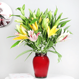 Mix Lily Red Vase
