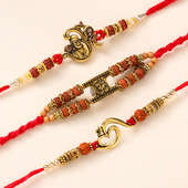 Three Om Rudraksha Rakhis