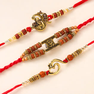 Three Om Rudraksha Rakhis