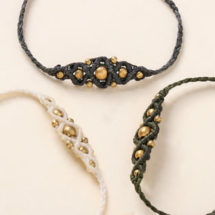 Set of 3 Black N White Braided Rakhi