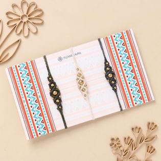 Black N White Braided Rakhi Set Set of 3