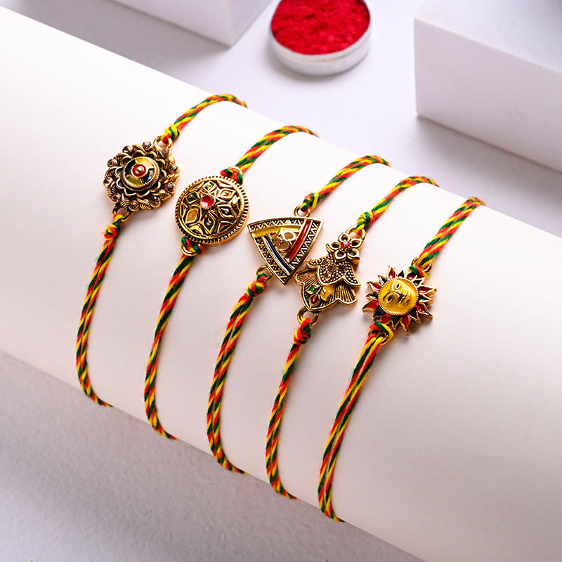 View of 5 Designer Rakhis in Tied Situation 