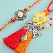 Silver Charms N Tassels Bhaiya Bhabhi Rakhi Set