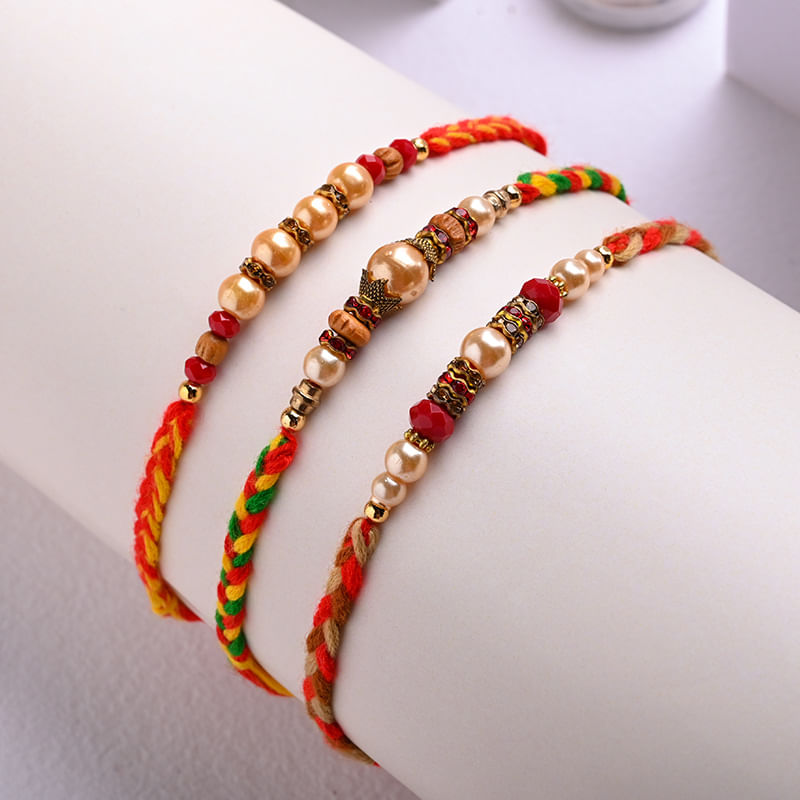 Buy Set of 3 Vibrant Beaded Rakhi