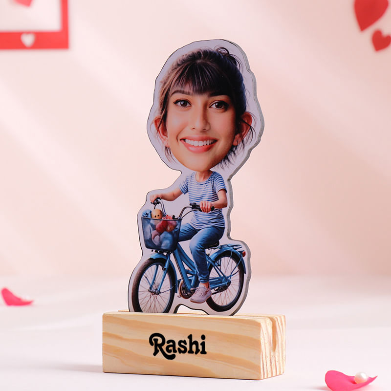 Bicycle Girl Personalised Caricature